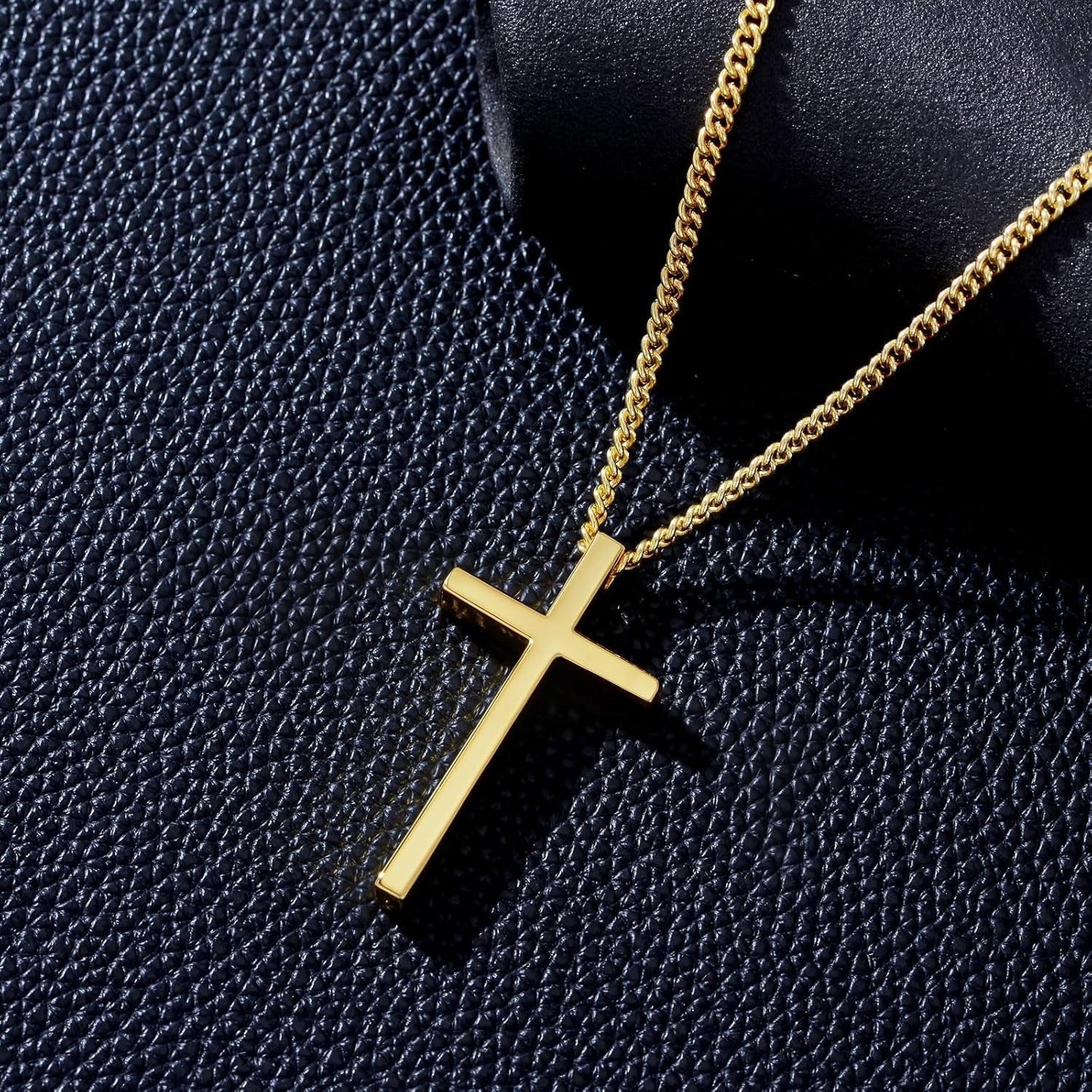 18K Gold Cross Necklace for Men Women Gold Cross Pendant with Bible Verse Minimalist Cross Christian Jewelry Religious Gifts