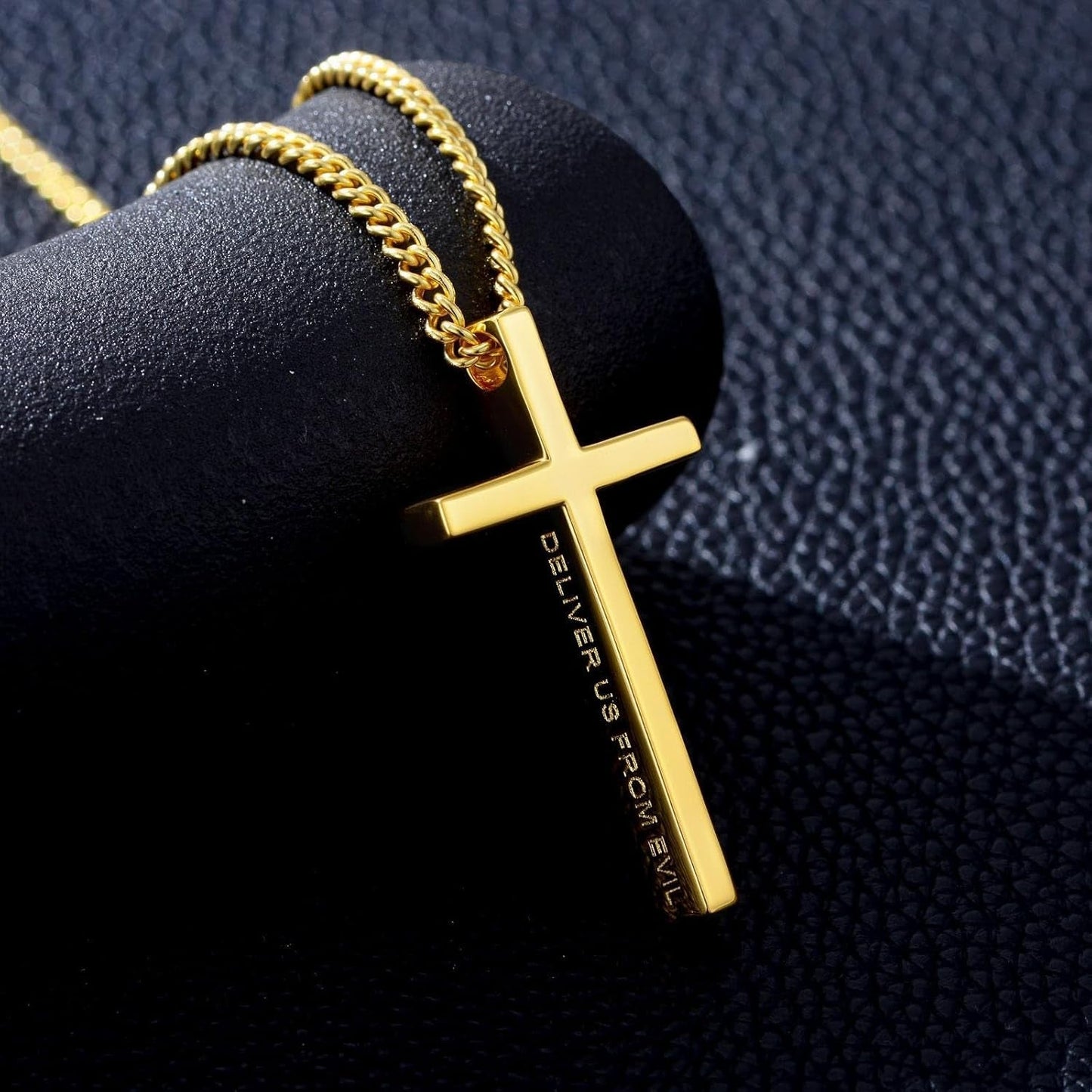 18K Gold Cross Necklace for Men Women Gold Cross Pendant with Bible Verse Minimalist Cross Christian Jewelry Religious Gifts