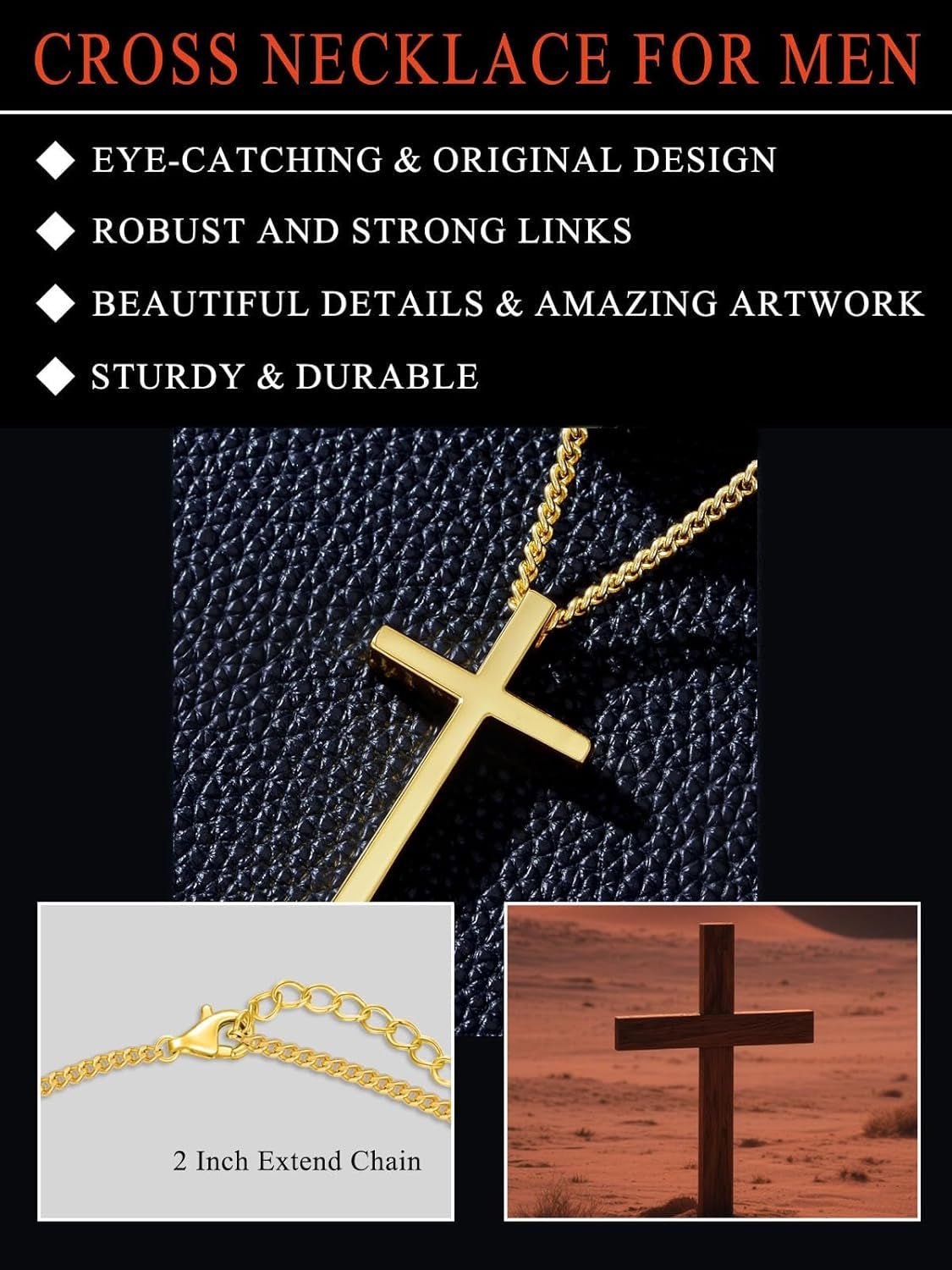 18K Gold Cross Necklace for Men Women Gold Cross Pendant with Bible Verse Minimalist Cross Christian Jewelry Religious Gifts