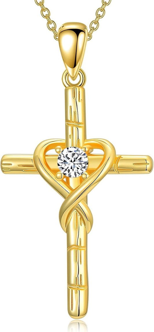 18K Gold Cross Pendant for Women Gold Cross Necklace 18K Gold Jewelry Religious Gift - WORLD TIME VISITS