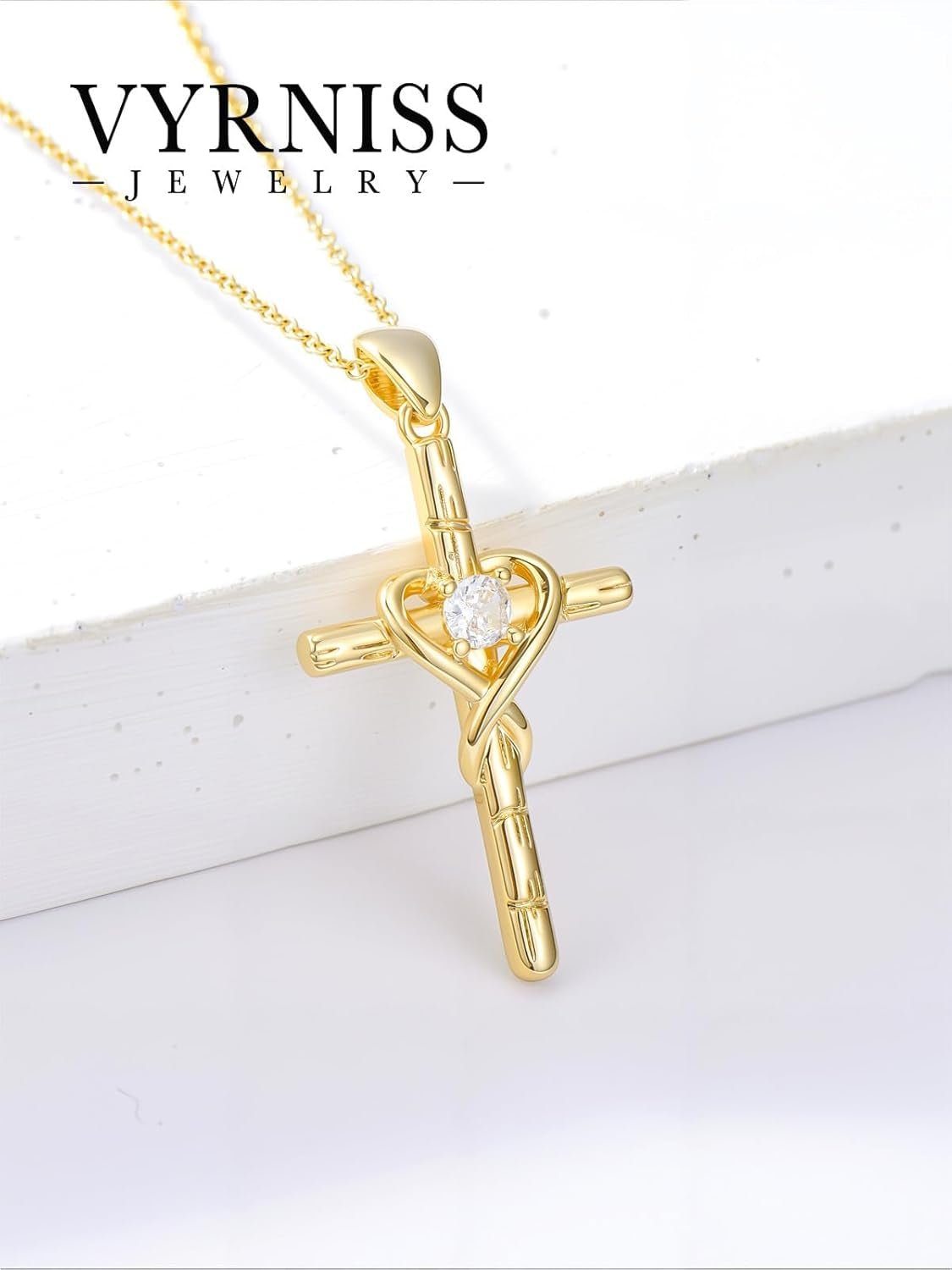 18K Gold Cross Pendant for Women Gold Cross Necklace 18K Gold Jewelry Religious Gift