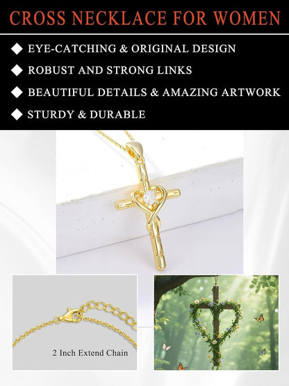 18K Gold Cross Pendant for Women Gold Cross Necklace 18K Gold Jewelry Religious Gift