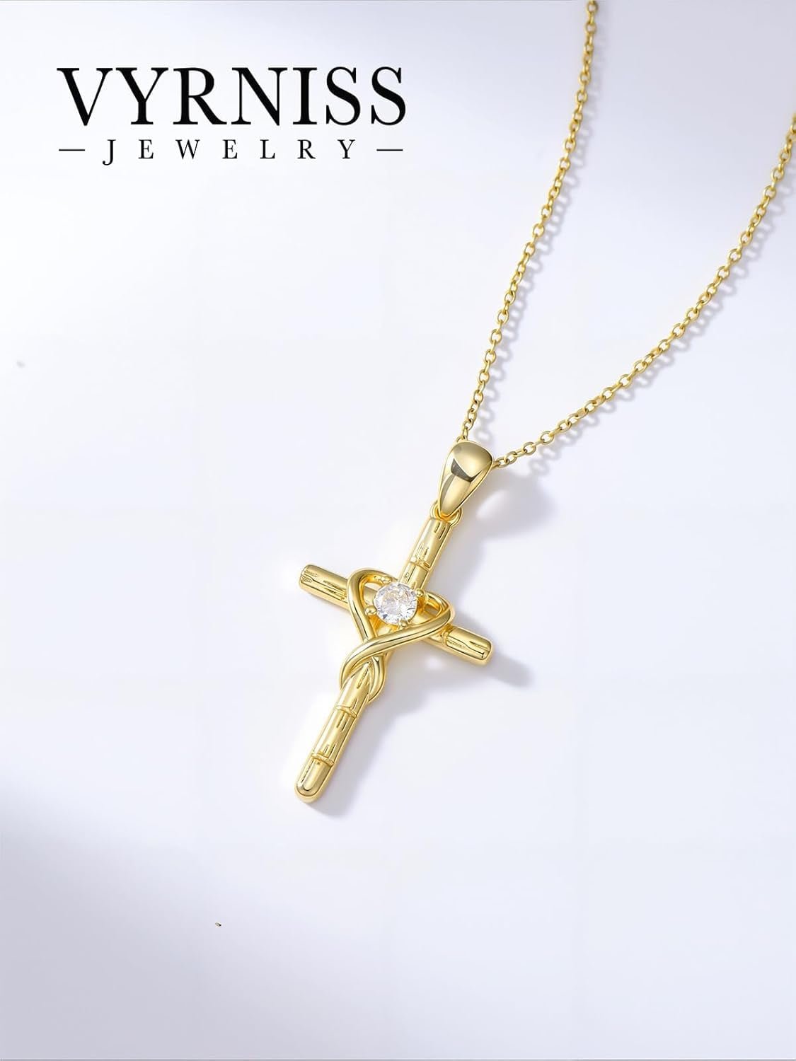 18K Gold Cross Pendant for Women Gold Cross Necklace 18K Gold Jewelry Religious Gift