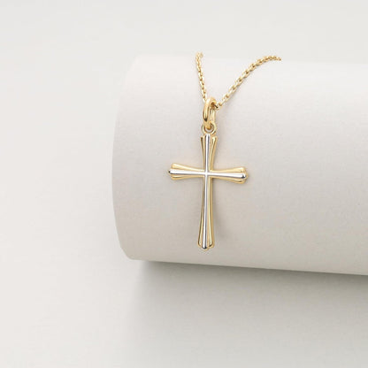 18K Gold Plated Stainless Steel Cross Necklace for Women, Dainty Cross Pendant Confirmation Necklace