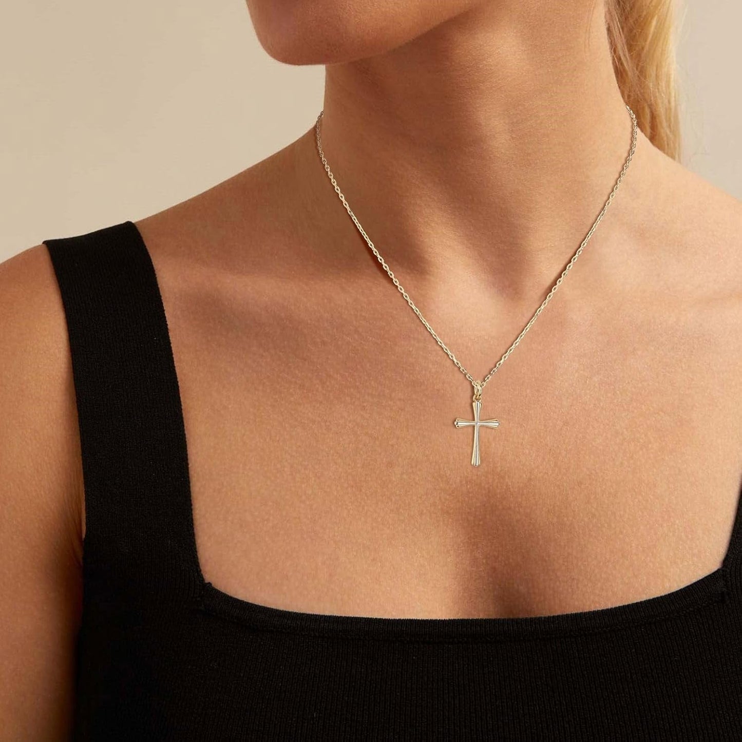 18K Gold Plated Stainless Steel Cross Necklace for Women, Dainty Cross Pendant Confirmation Necklace