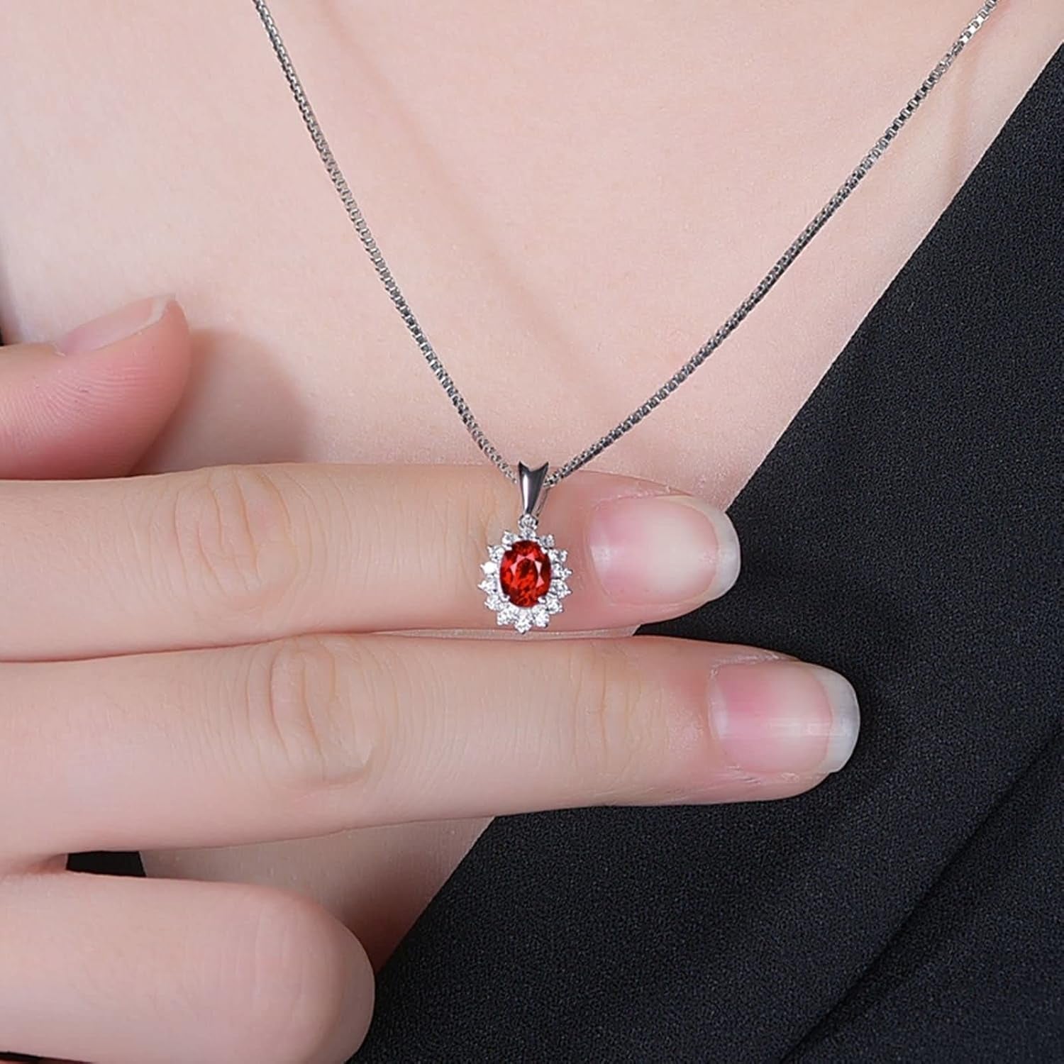 18K Real White Gold Necklaces for Women, Necklaces for Women Elegant Sunflower with Diamond and Ruby 0.55Ct 0.75Ct - WORLD TIME VISITS
