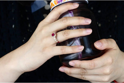 18K Rose Gold Plated Silver round Red Created Ruby Ring for Women (1.32 Cttw, Available in Size 5, 6, 7, 8, 9)