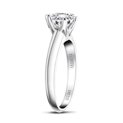 18k White Gold 2Ct Round Cut Moissanite Solitaire Six Claw Diamond Engagement Wedding Ring Jewelry Gifts Size 6-10 with Certified
