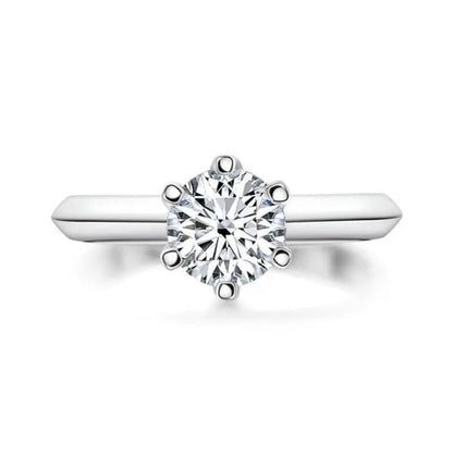 18k White Gold 2Ct Round Cut Moissanite Solitaire Six Claw Diamond Engagement Wedding Ring Jewelry Gifts Size 6 - 10 with Certified - WORLD TIME VISITS