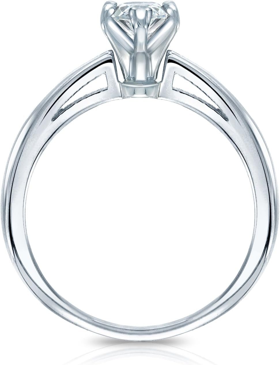 18K White Gold Marquise Diamond Ring V - End Prong (1/4 Cttw, H - I Color, I1 - I2 Clarity), Size 4 - 9 - WORLD TIME VISITS