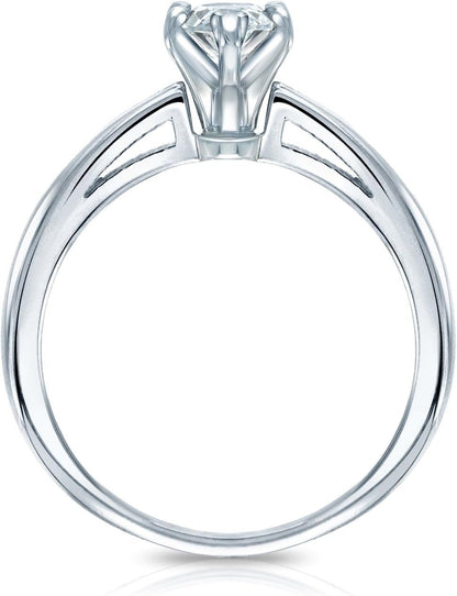 18K White Gold Marquise Diamond Ring V - End Prong (1/4 Cttw, H - I Color, I1 - I2 Clarity), Size 4 - 9 - WORLD TIME VISITS