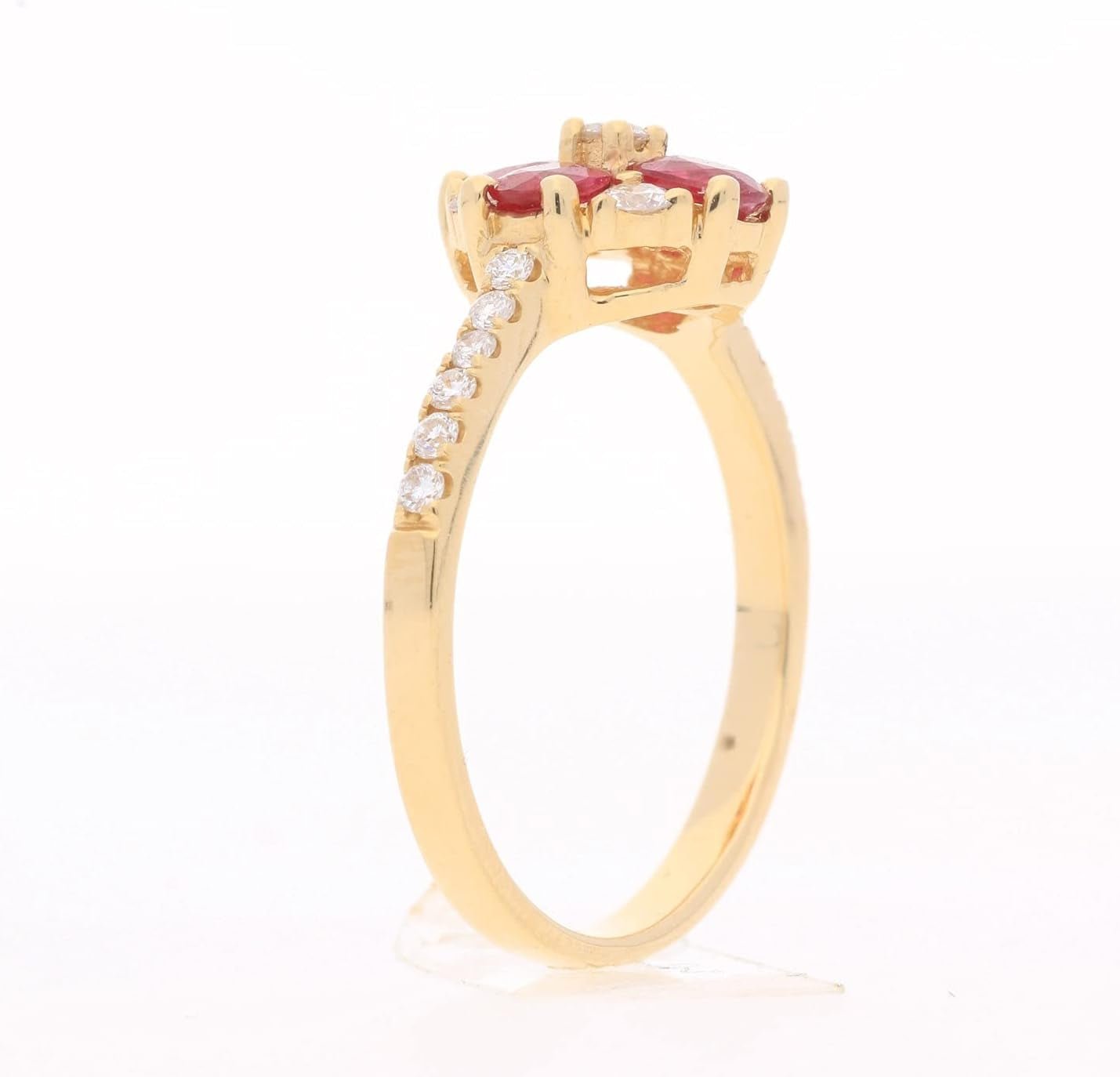 18K Yellow Gold Mozambique Genuine Ruby Ring with Diamonds for Women | Ethically, Authentically & Organically Sourced (Oval) Shaped Ruby Hand - Crafted Jewelry for Her | Ruby Ring for Women - WORLD TIME VISITS