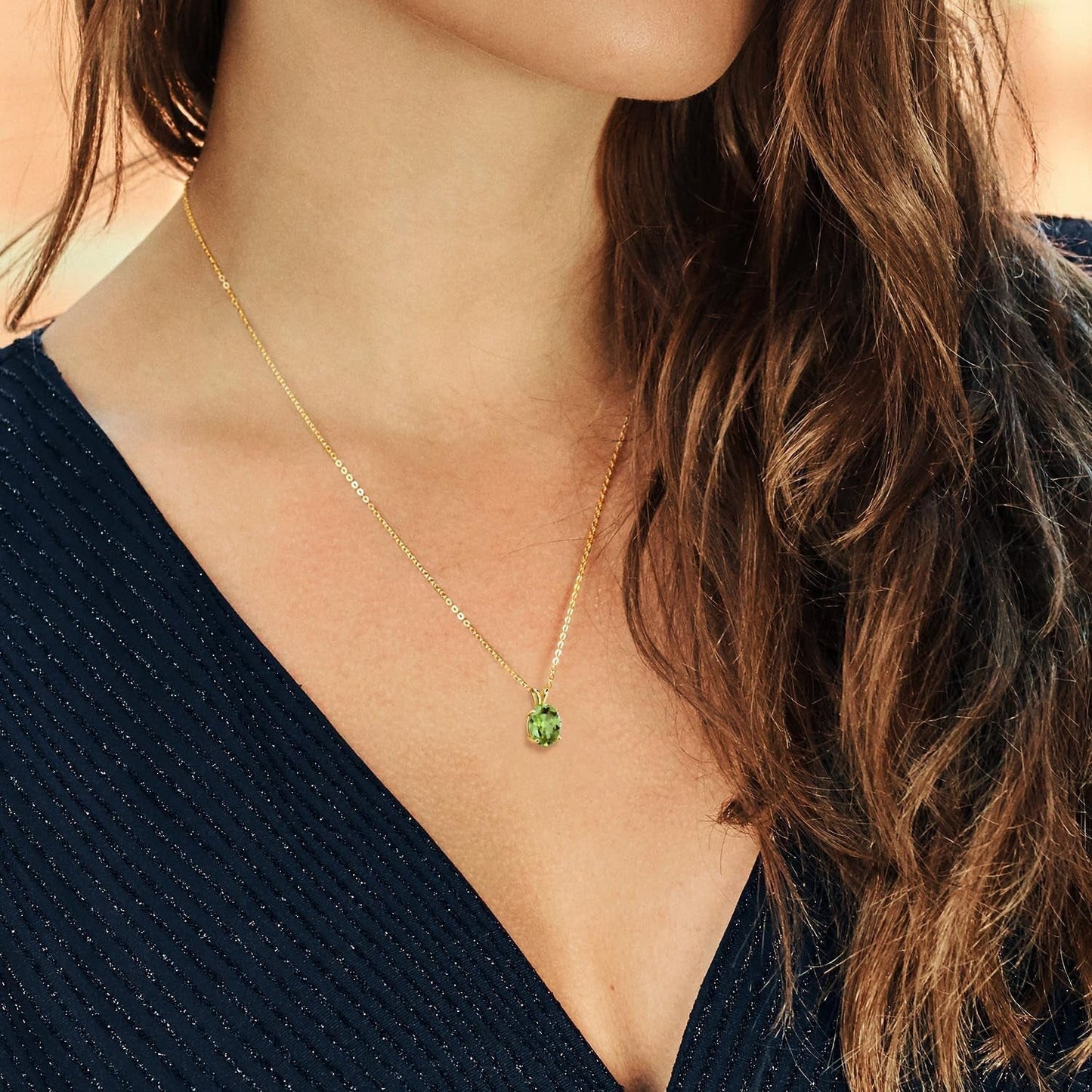 14K Yellow Gold Oval Gemstone Birthstone Pendant Necklace | Oval 11X9MM | Gold Necklace for Women | with 18 Inch 14K Gold Chain