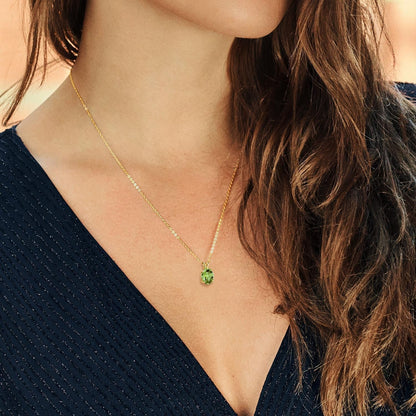 14K Yellow Gold Oval Gemstone Birthstone Pendant Necklace | Oval 11X9MM | Gold Necklace for Women | with 18 Inch 14K Gold Chain