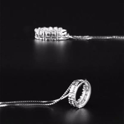 Exquisite 925 Sterling Silver Plated Moissanite Diamond Circle Round Pendant Necklaces for Women Party Necklace Dress Accessories