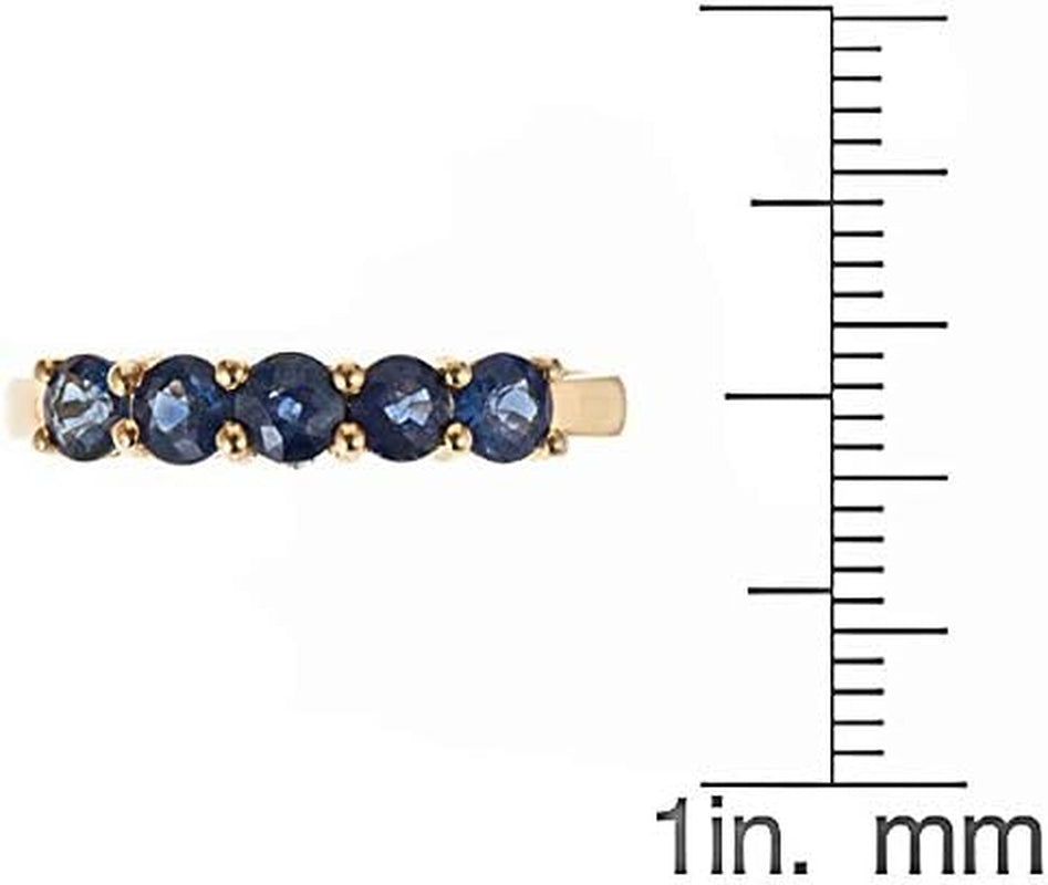 Gin and Grace 14K Yellow Gold Genuine Blue Sapphire Ring with Diamonds for Women | Ethically, Authentically & Organically Sourced (Round-Cut) Shaped Sapphire Hand-Crafted Jewelry for Her | Sapphire Ring for Women