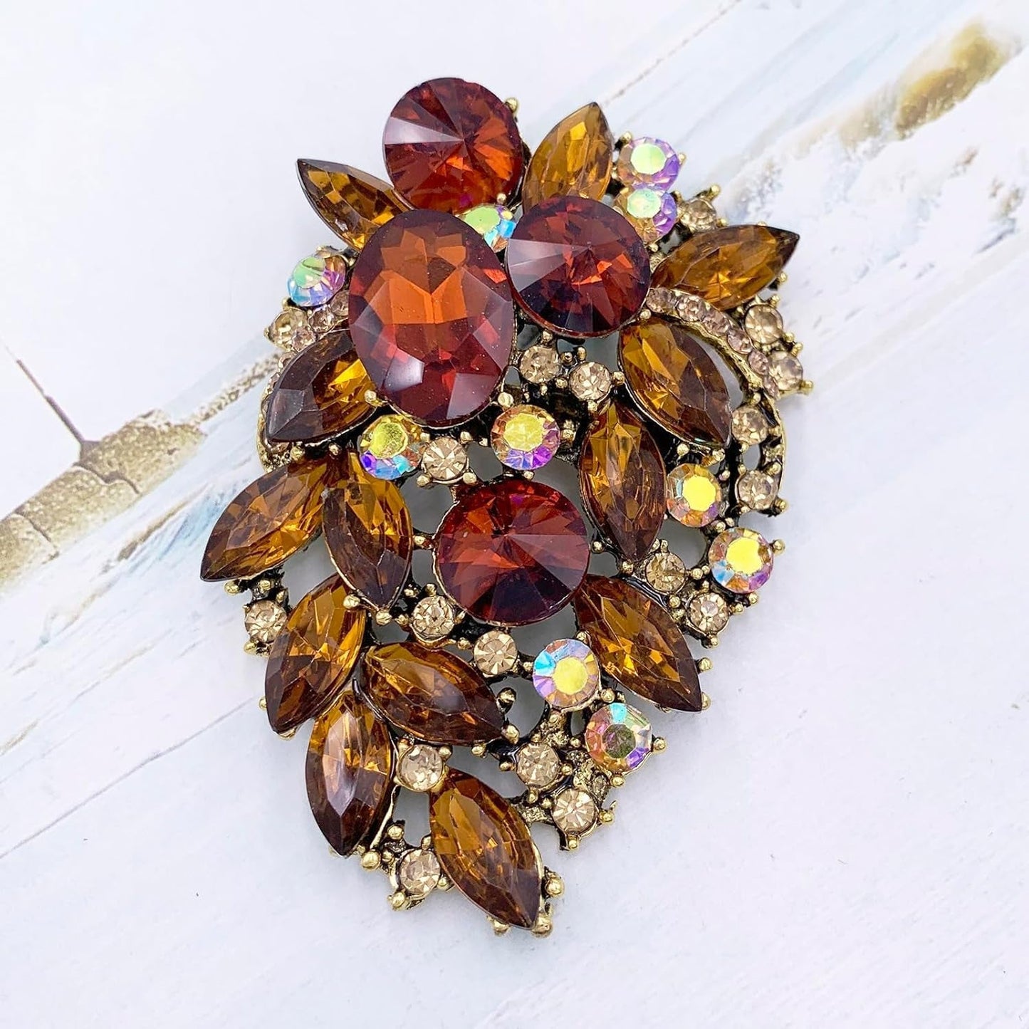 Rhinestone Statement Brooch Pin Flower Dress Accessory