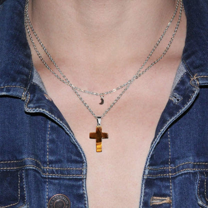 12PCS Natural Stone Cross Pendant, Healing Crystal Quartz Chakra Reiki Gemstone Pendants Charms Bulk for DIY Necklace Jewelry Making