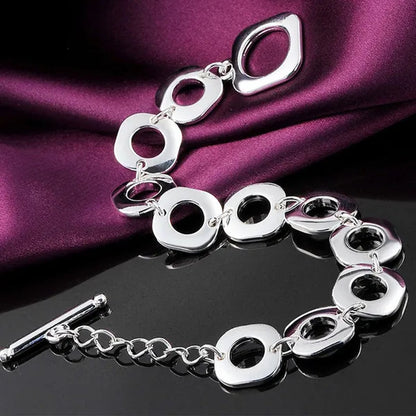 925 Sterling Silver Classic Square Geometric Pendant Necklace Bracelet Drop Earrings Fashion Jewelry Set