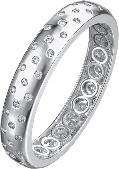 14K Gold Plated Inlaid round CZ Diamond Wedding Band Statement Ring for Men and Women - WORLD TIME VISITS