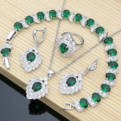 Balck Sapphire Gemstone 925 Silver Jewelry Sets Drop Earrings for Wedding Women 5 Colors Selectable