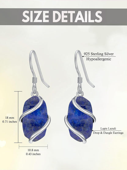 Earrings for Women 925 Sterling Silver Dainty Gemstone Leverback Drop Dangle Earrings Fine Jewelry Birthday Anniversary Mothers Day Christmas Gifts for Her Wife Girlfriend Mom Grandma