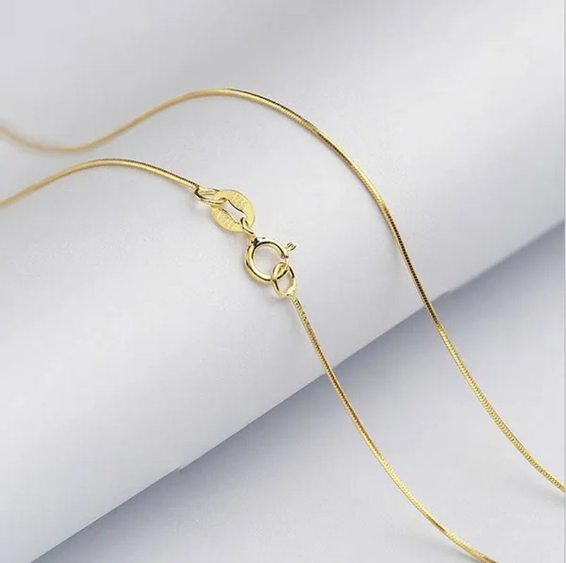 Best Ladies Chain Necklace Solid Surface Filled with 18K Gold and Italian 925 Sterling Silver Jewelry Figaro Snake Chain Necklace Fine Jewelry Length: 16-30 Inches