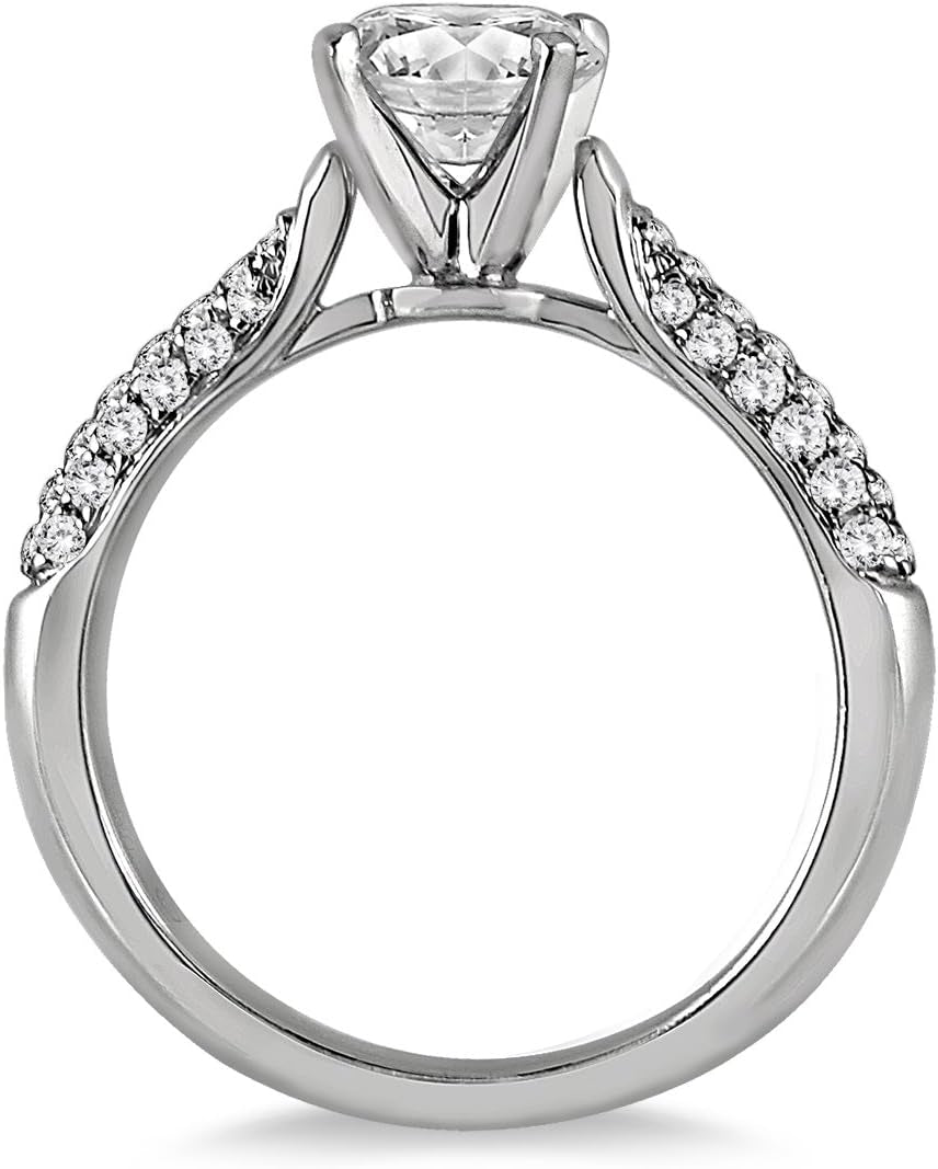 AGS Certified 1 Carat TW Pave Diamond Ring in 14K White Gold (I-J Color, I2-I3 Clarity)