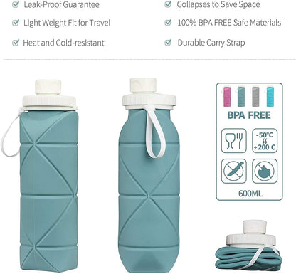 Collapsible Water Bottles Cups Leakproof Valve Reusable BPA Free Silicone Foldable Travel Water Bottle Cup for Gym Camping Hiking Travel Sports Lightweight Durable - WORLD TIME VISITS