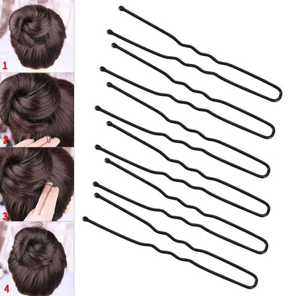 300 Hair Bun Bobby Pins U Shaped Pin Hair Grips to Clip Ballet Hair Net for Women 6 CM/2.3 Inch Black