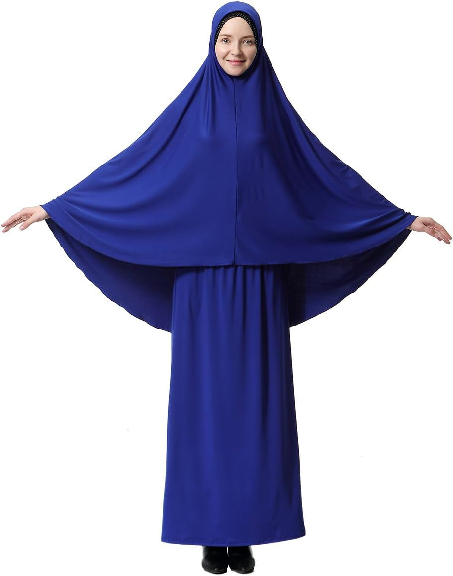 Muslim Islamic Women'S Khimar 2Pcs Sets Soft Distinctive Prayer Dress Hijab Abaya Suit(10 Colors Available)