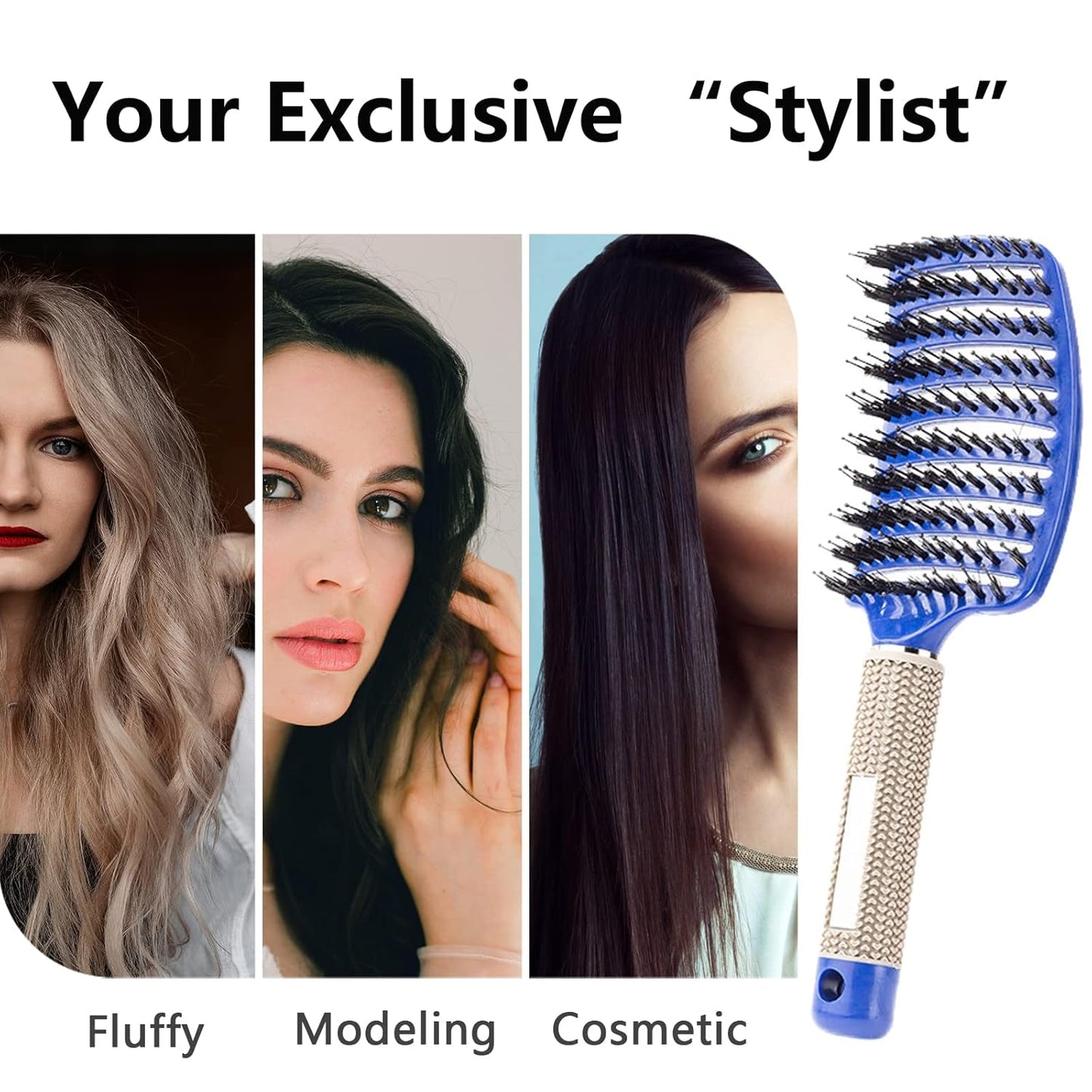 Detangling Brush 2 Pack,Boar Bristles Hair Brush without Pain Adds Shine and Makes Hair Smooth,Fast Drying Styling Massage Hairbrush for Women, Girls.Detangler Hair Brush for Wet or Dry Hair.……