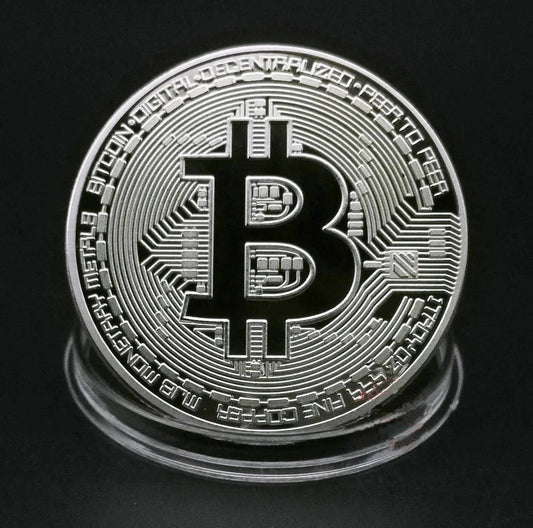 SILVER PLATED Bitcoin Token W/Display Case Master Coins - WORLD TIME VISITS