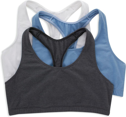 Women'S Racerback Cotton T-Back Bralette (3 Pack) - WORLD TIME VISITS