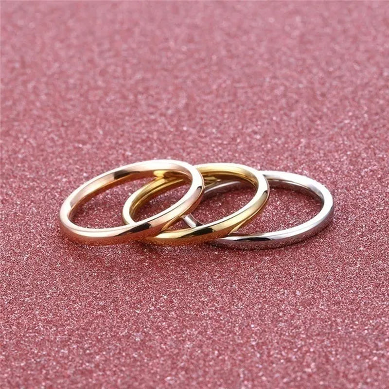 1Pcs Elegant Gold and Silver and Rose Gold Stainless Steel Comfort Fit Plain Wedding Band Ring Width 3Mm