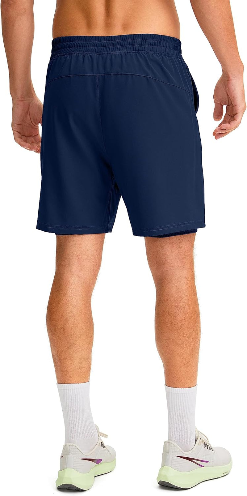 Men'S 2 in 1 Running Shorts with Liner 7 Inch Training Gym Athletic Workout Shorts for Men with Zipper Pockets