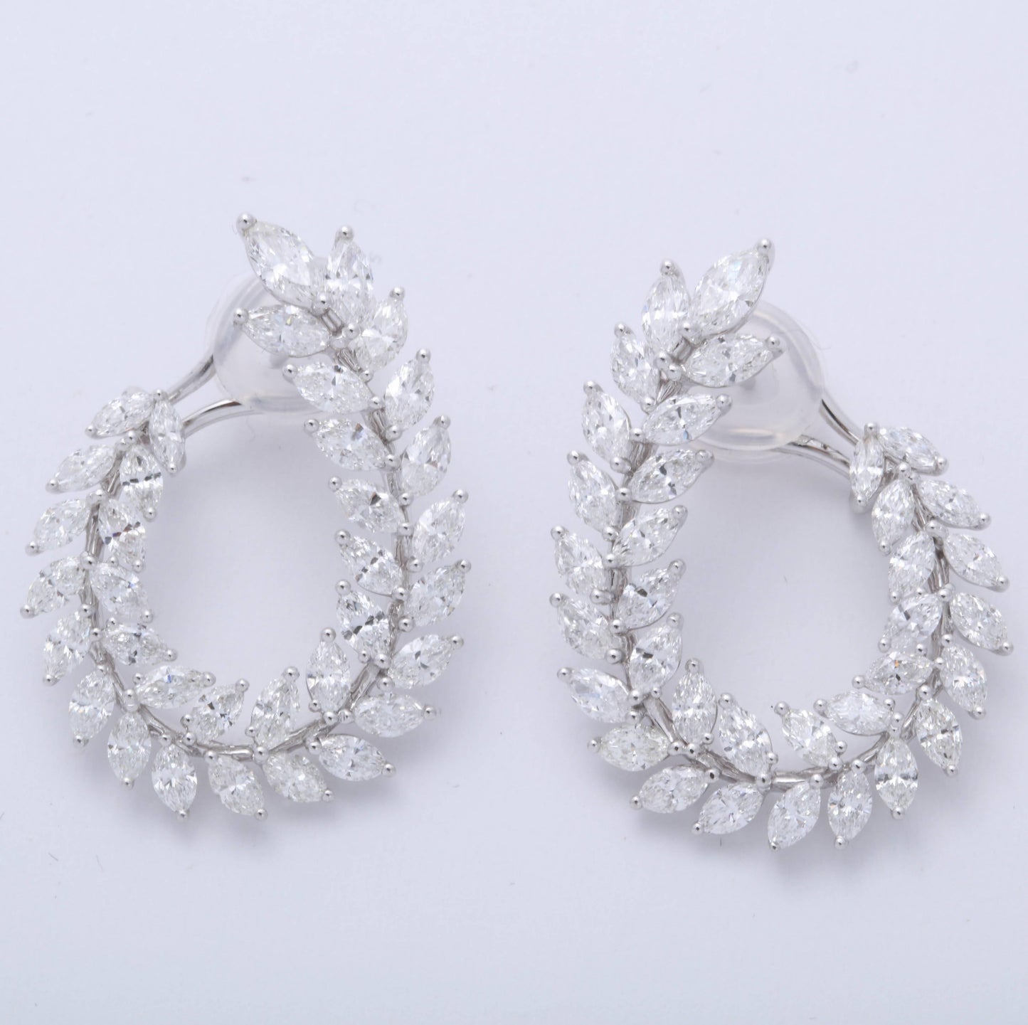 Diamond Scene 18k White Gold 6.97ct Marquise Diamond Swirl Earrings