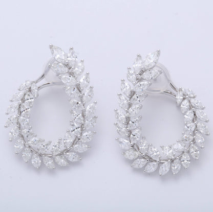 Diamond Scene 18k White Gold 6.97ct Marquise Diamond Swirl Earrings