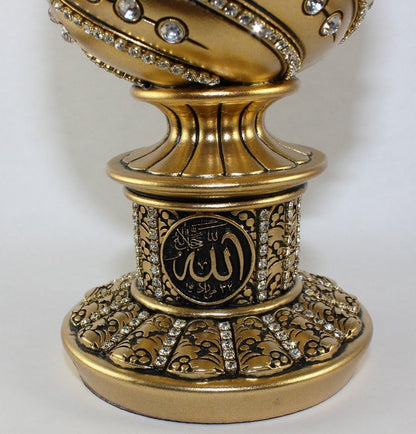 Table Decor Gift Gold Egg Sculpture Statue Showpiece Home Decor Gifts Eid Ramadan Arabic Ayatul Kursi (7.5In)