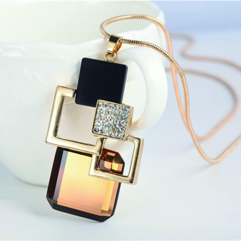 Long Necklace Pendant with Rubies and Diamonds Fashion Retro All-Match Clothing Accessories Suitable for Party Festival Travel Vacation Best Gifts for Ladies and Girls