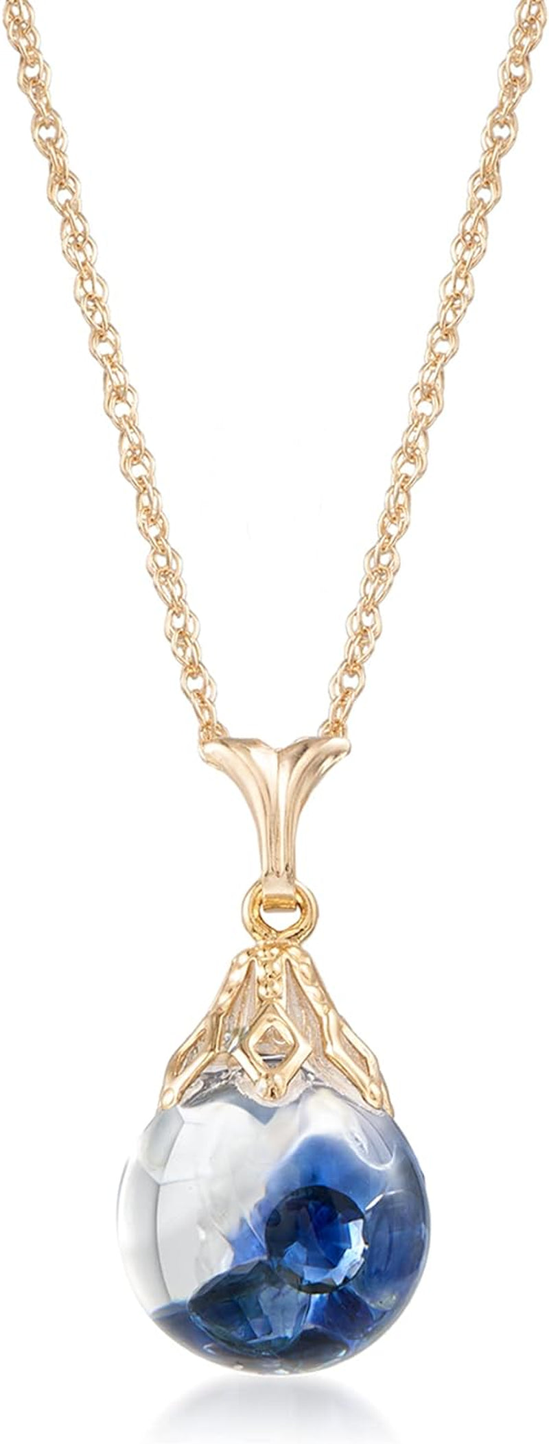 Floating Gemstone Pendant Necklace in 14Kt Yellow Gold