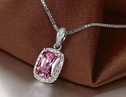 18K White Gold GP AAA CZ Zircon Citrine Pendant Necklace Earrings Princess Cut Drop Earring Jewellery Set