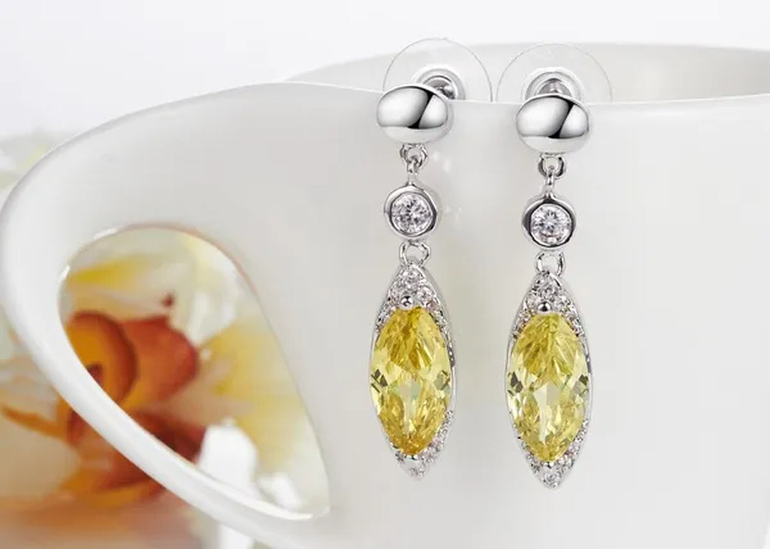 Goddesh Charmming 925 Sterling Silver Earrings with Banana Yellow CITRINE Gemstone For Muses Style E0442