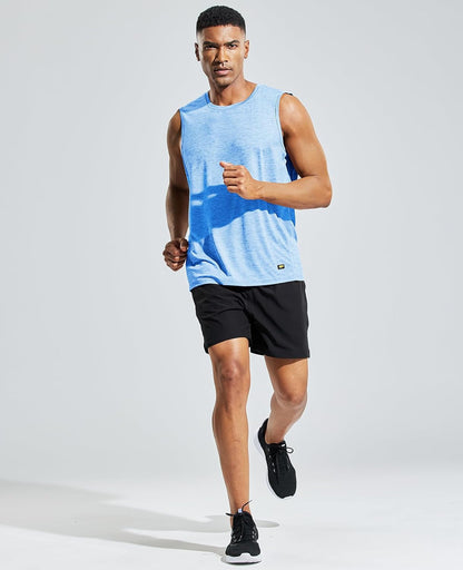Men’S Sleeveless Tank Top Dry Fit Workout Muscle Tee Shirt for Running Athletic Gym Sports Training, Moisture Wicking