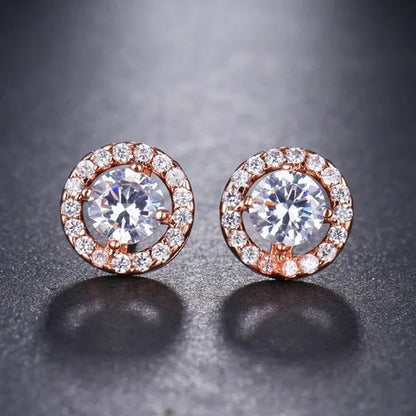 Trendy 1.25 Carat Round Moissanite White Diamond Halo Brilliant Cut Stud Earrings Bridal Wedding Engagement Jewelry Gift