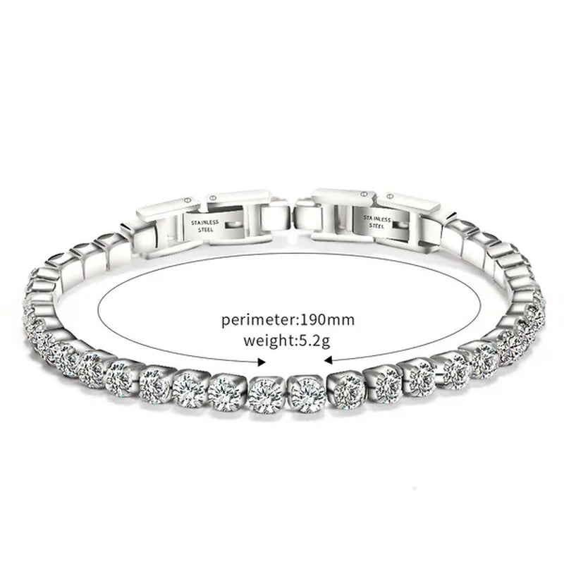 Stainless Steel Bracelets Fashion Gold Silver Color Trendy Women Bracelets Brief Grade Quality Zircon Tennis Chain Bracelets