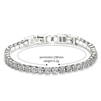 Stainless Steel Bracelets Fashion Gold Silver Color Trendy Women Bracelets Brief Grade Quality Zircon Tennis Chain Bracelets