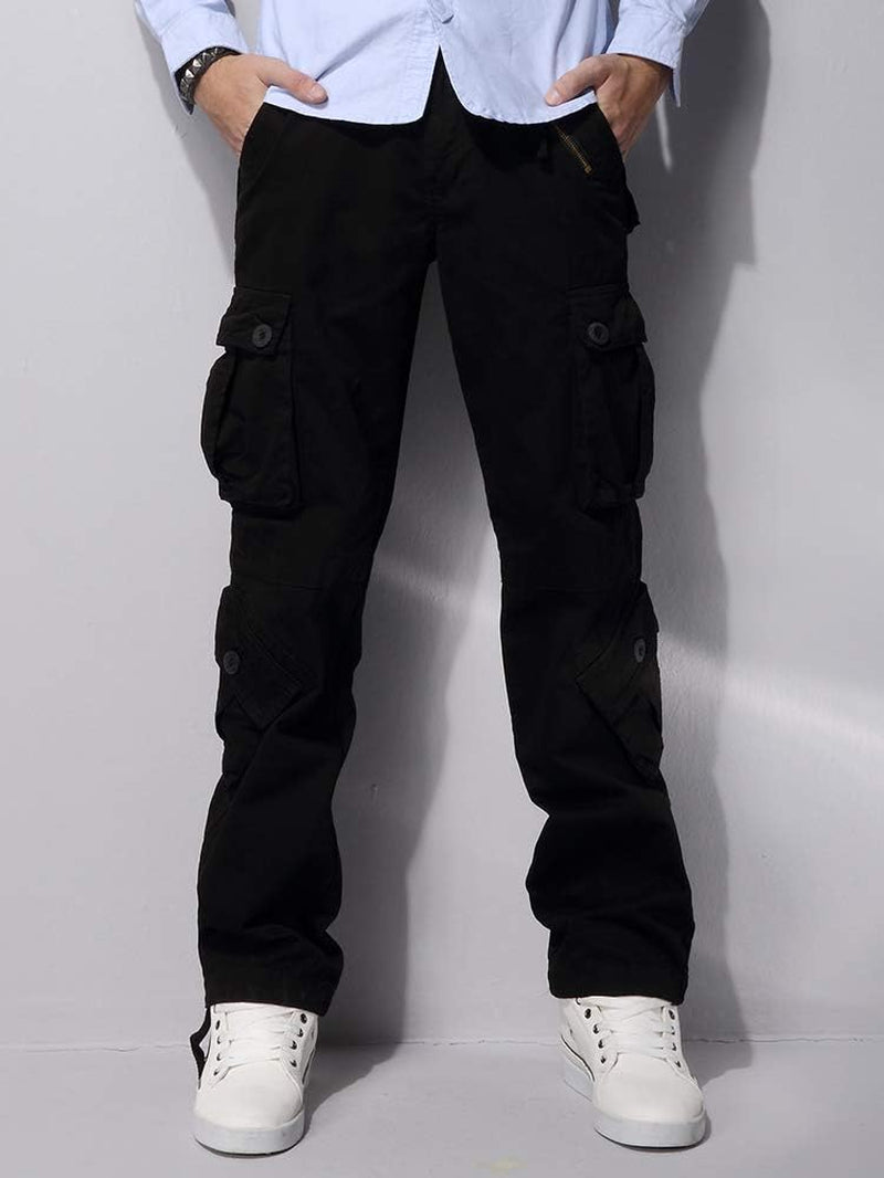 Men'S Cotton Casual Cargo Work Pants Baggy Camo Tactical Combat Trousers with 8 Pockets (No Belt)
