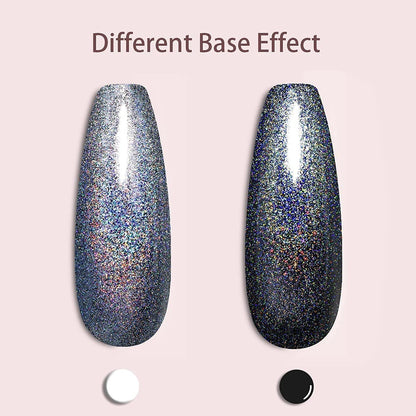 Holographic Gel Nail Polish Glitter: Led UV Gel Polish Sparkle Color Soak off Nail Art Gel DIY Design Manicure 1 PCS 8ML Metallic Grey