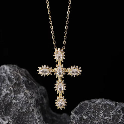 Gold Cross Necklace for Women - Handmade CZ Dainty Faith Pendant Necklace, 18K Plated Hypoallergenic Jewelry Gifts